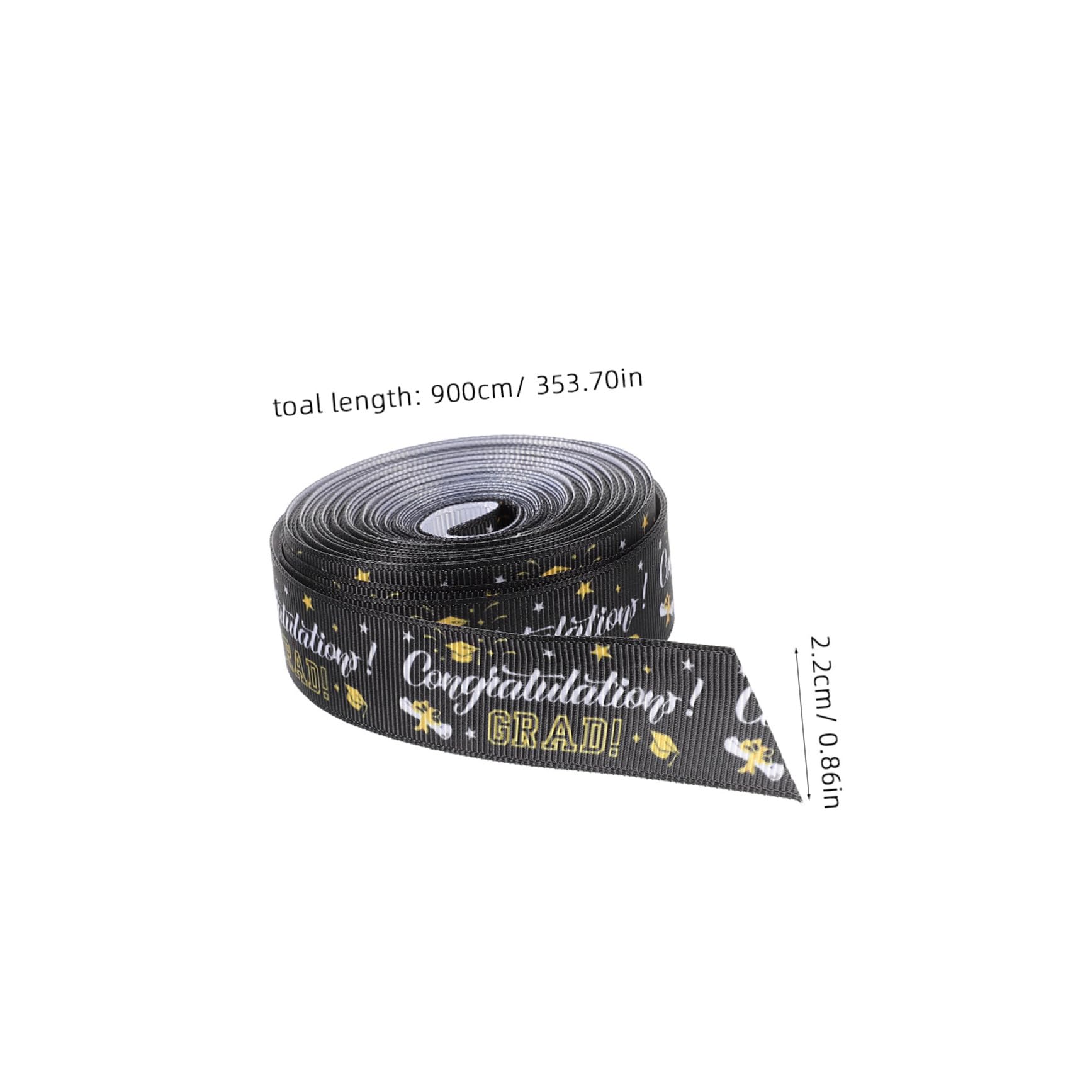 DOITOOL nastro regalo laurea tessuto nero 1 rotolo 10 m