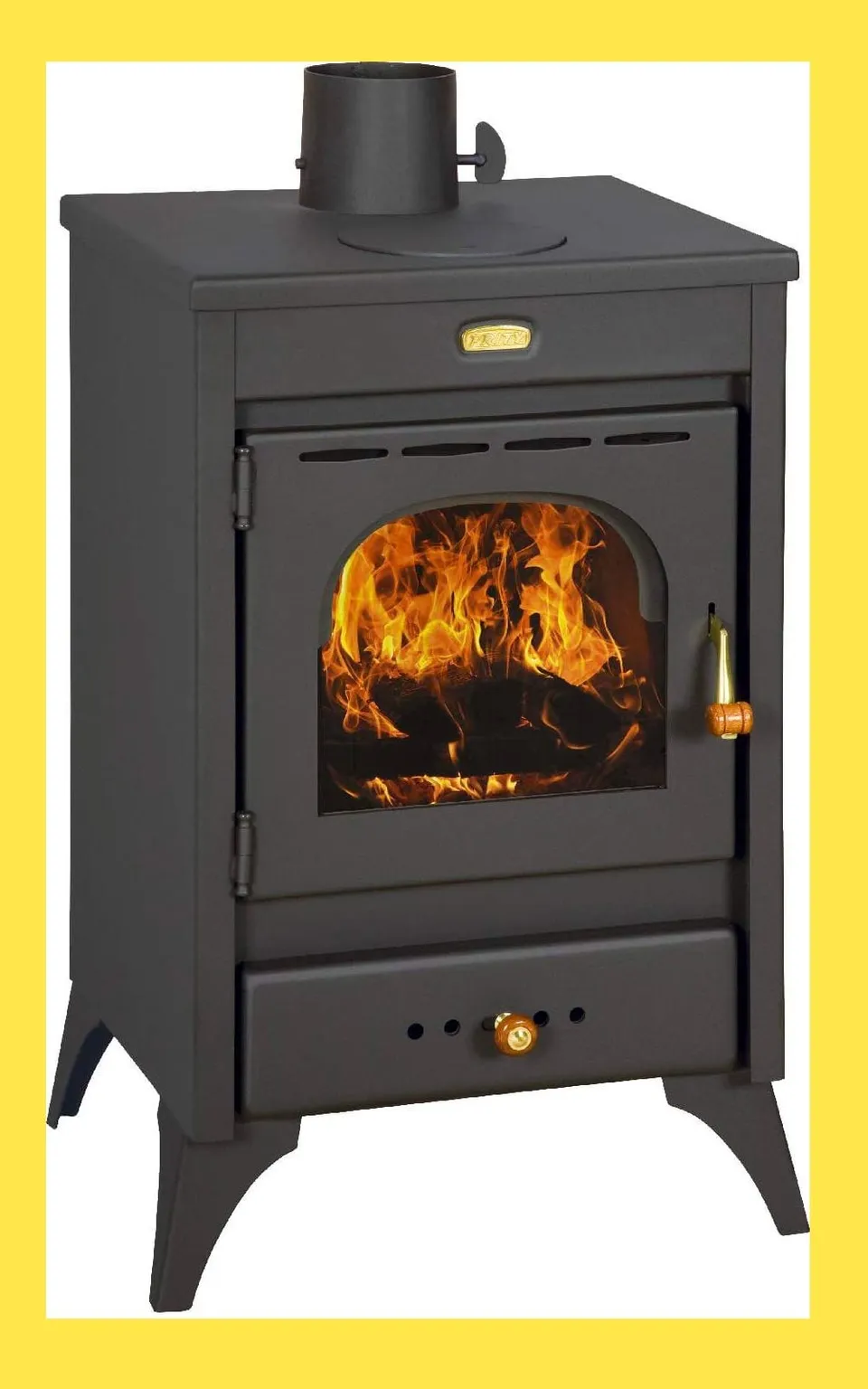 GrecoShop Kir 9/12 kW stufa a legna acciaio con piastra