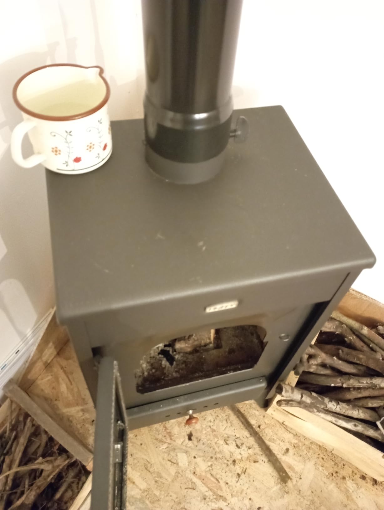 GrecoShop Kir 9/12 kW stufa a legna acciaio con piastra