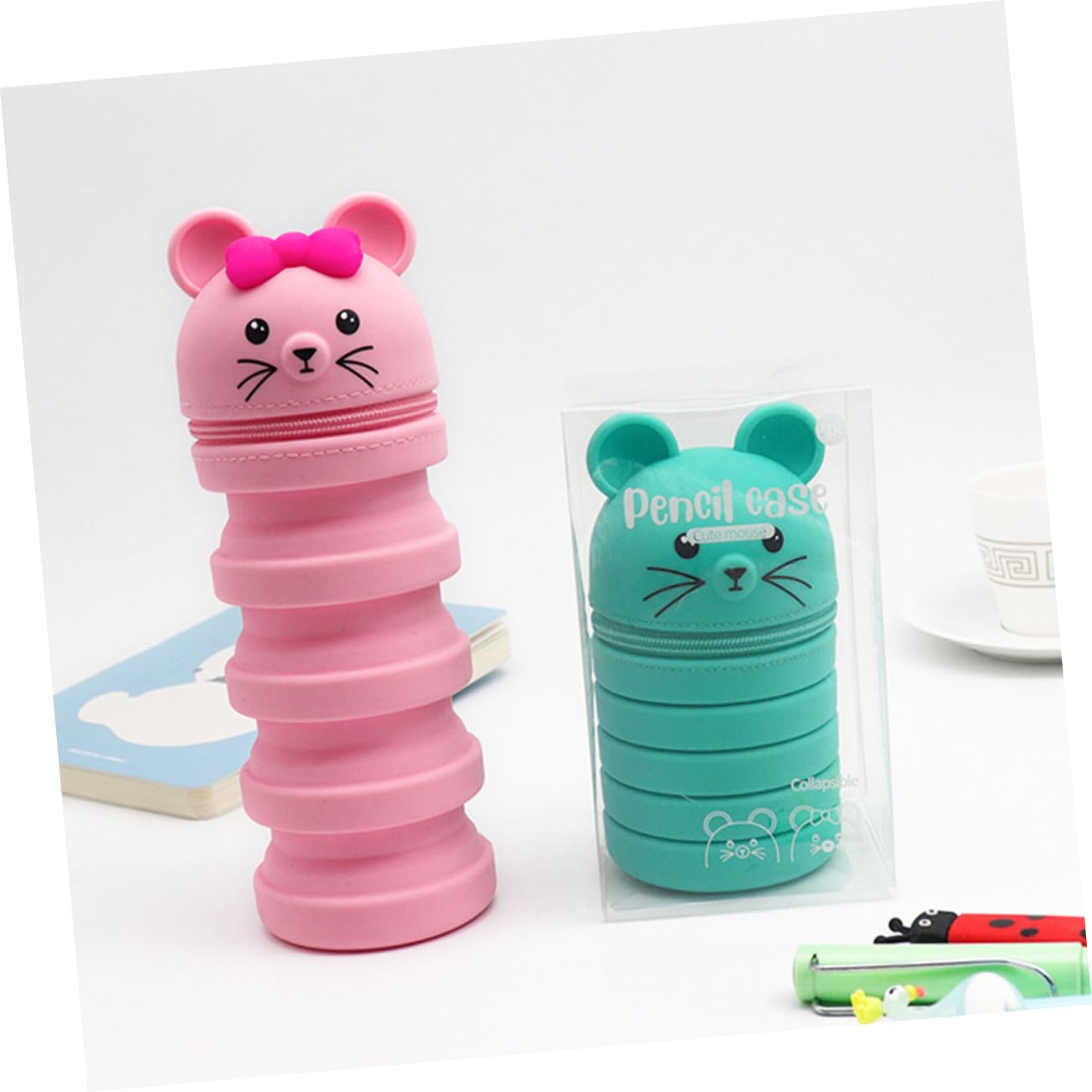 DOITOOL astuccio silicone topo rosa portapenne studenti