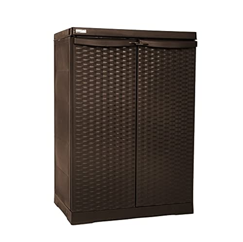 GrecoShop Polyrattan-line armadio basso resina wengè 65x45x93