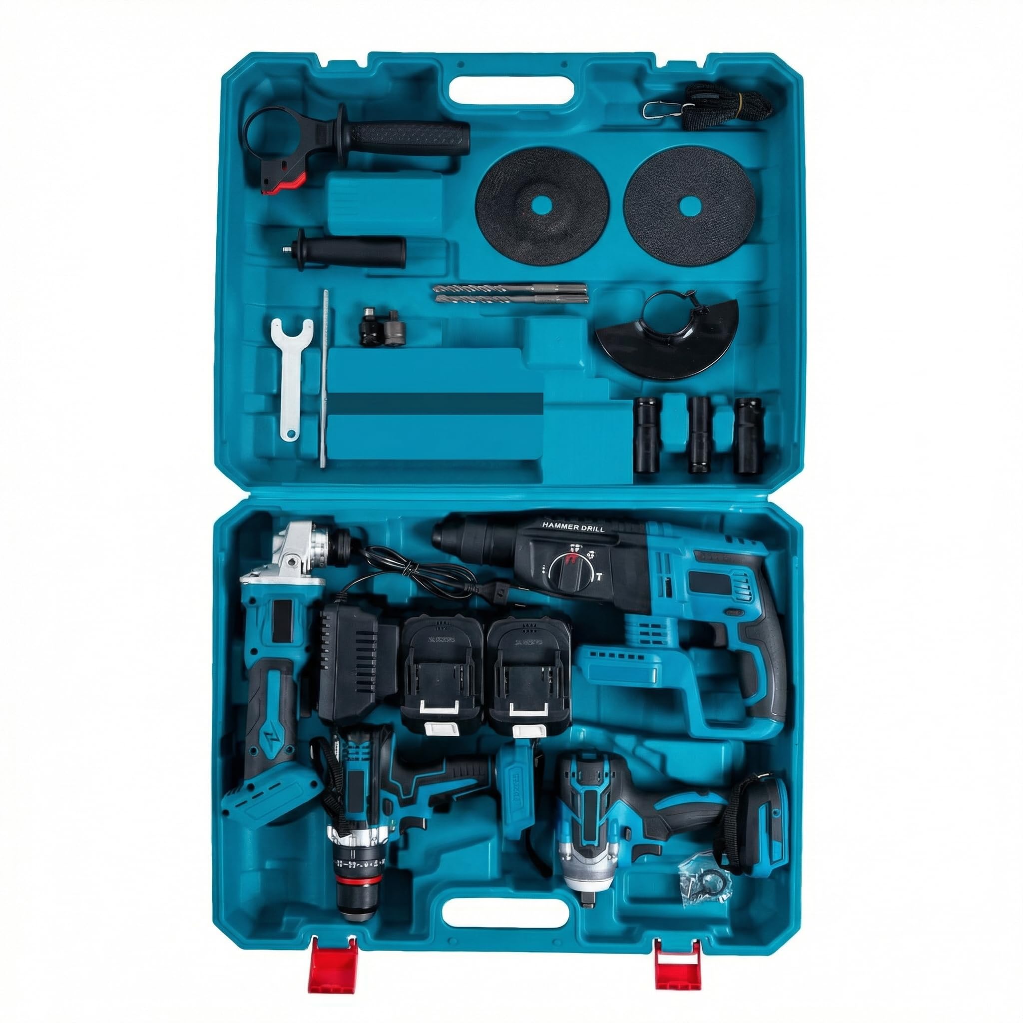 GrecoShop 4 in 1 kit utensili a batteria 36V 2 batterie
