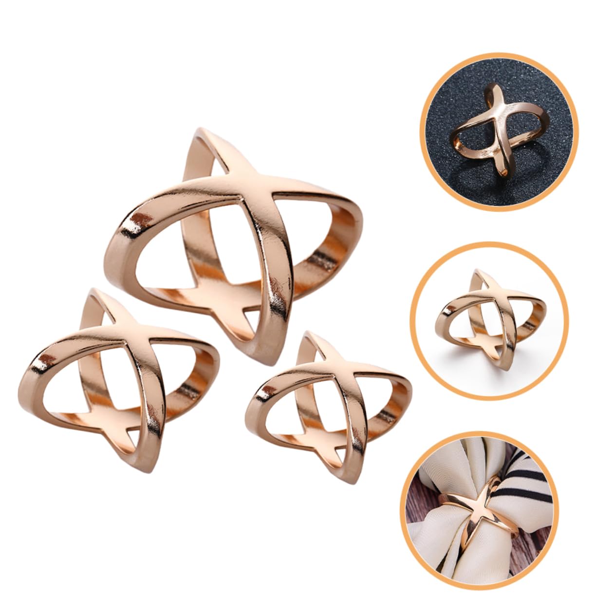 DOITOOL Anello per Sciarpa Oro Rosa 3 Pezzi Lega