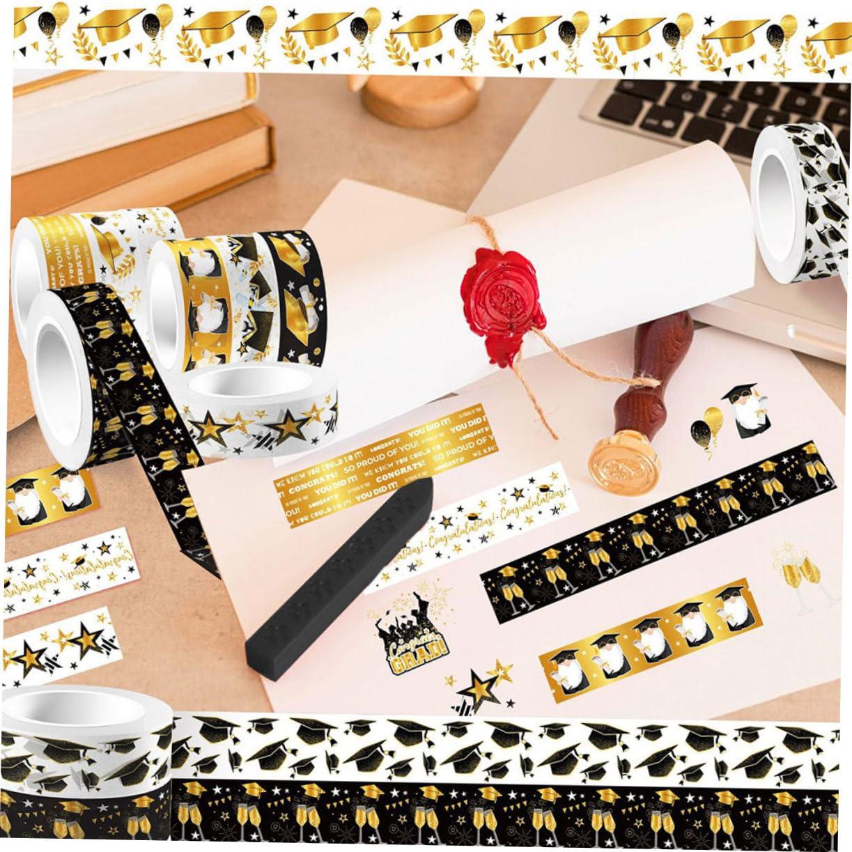 DOITOOL 12 rotoli nastro washi decorativo laurea scrapbooking