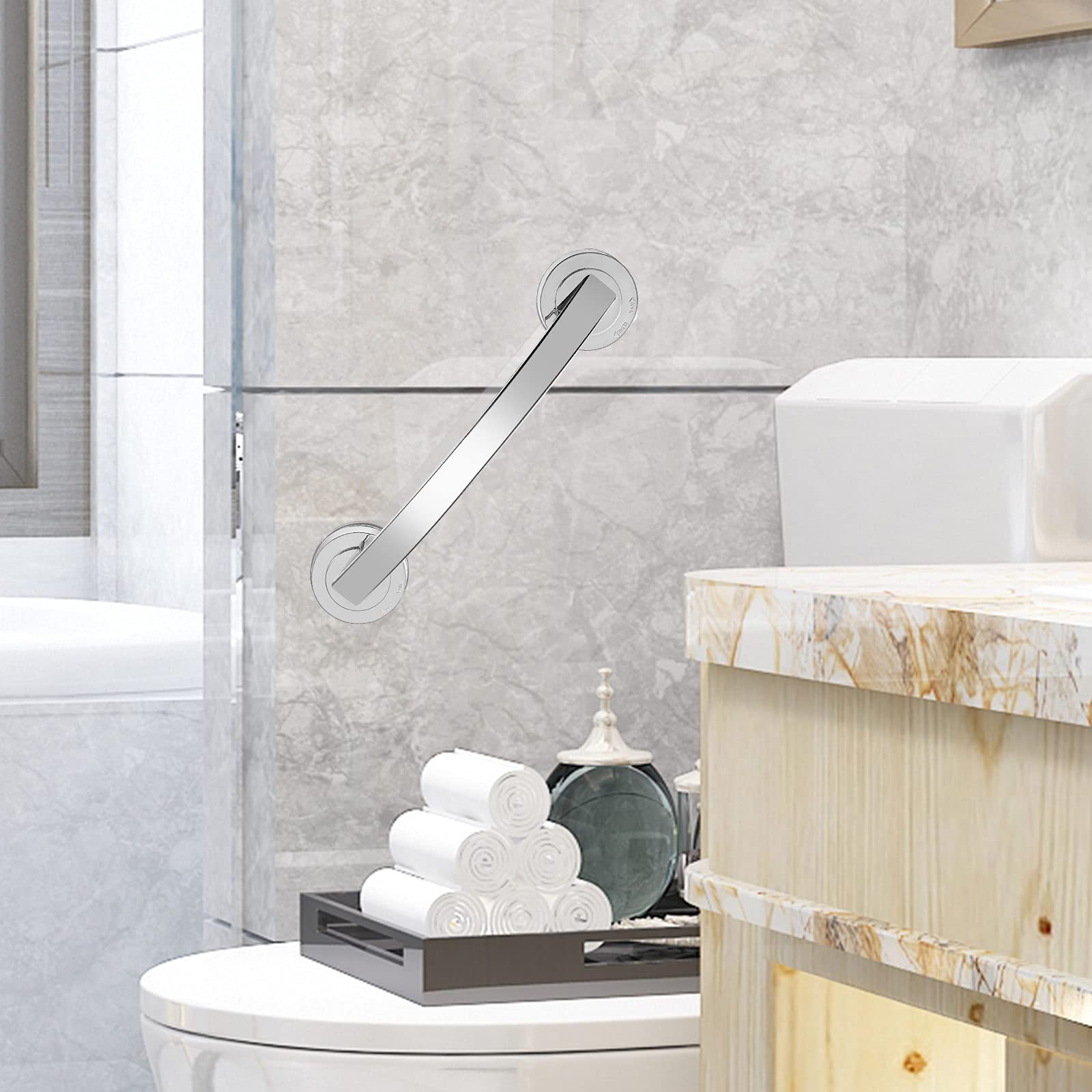 DOITOOL Maniglione Bagno a Ventosa Argento Sicurezza
