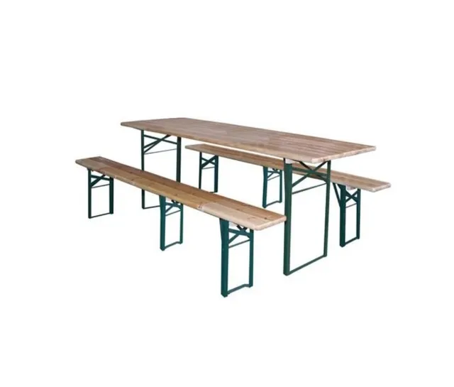 GrecoShop set birreria tavolo con panche legno 220 cm 10 posti