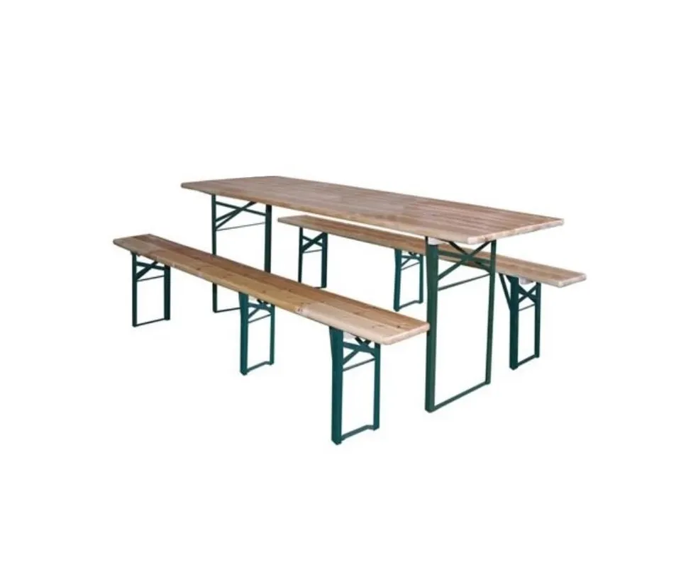 GrecoShop set birreria tavolo con panche legno 220 cm 10 posti