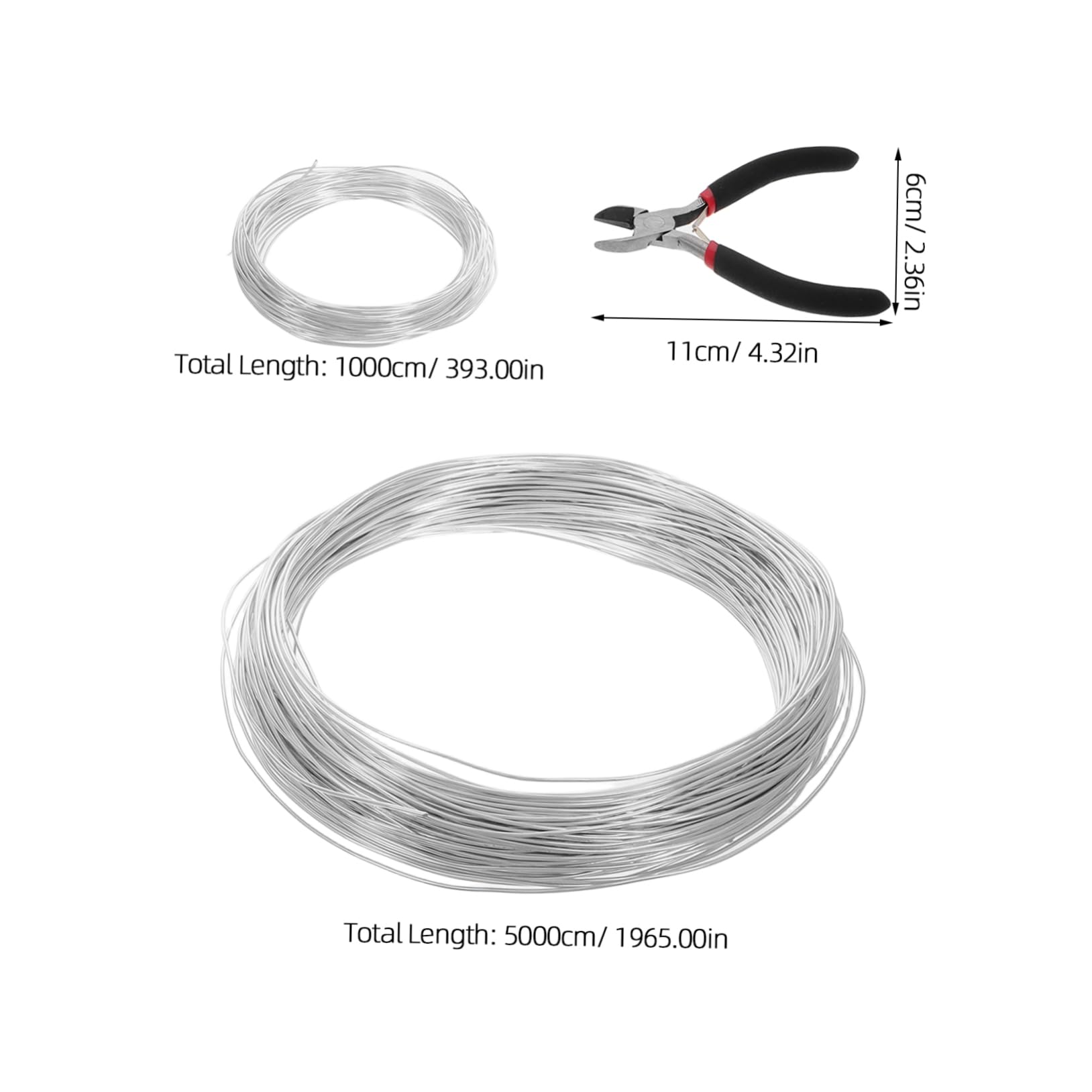 DOITOOL Filo Alluminio Argento 1,5 mm 50 m + 1 mm 10 m