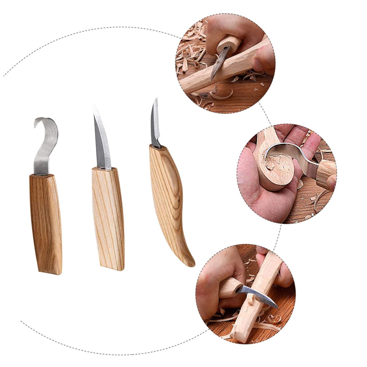 DOITOOL Set Coltelli Intaglio Legno 3 Pezzi con Supporto