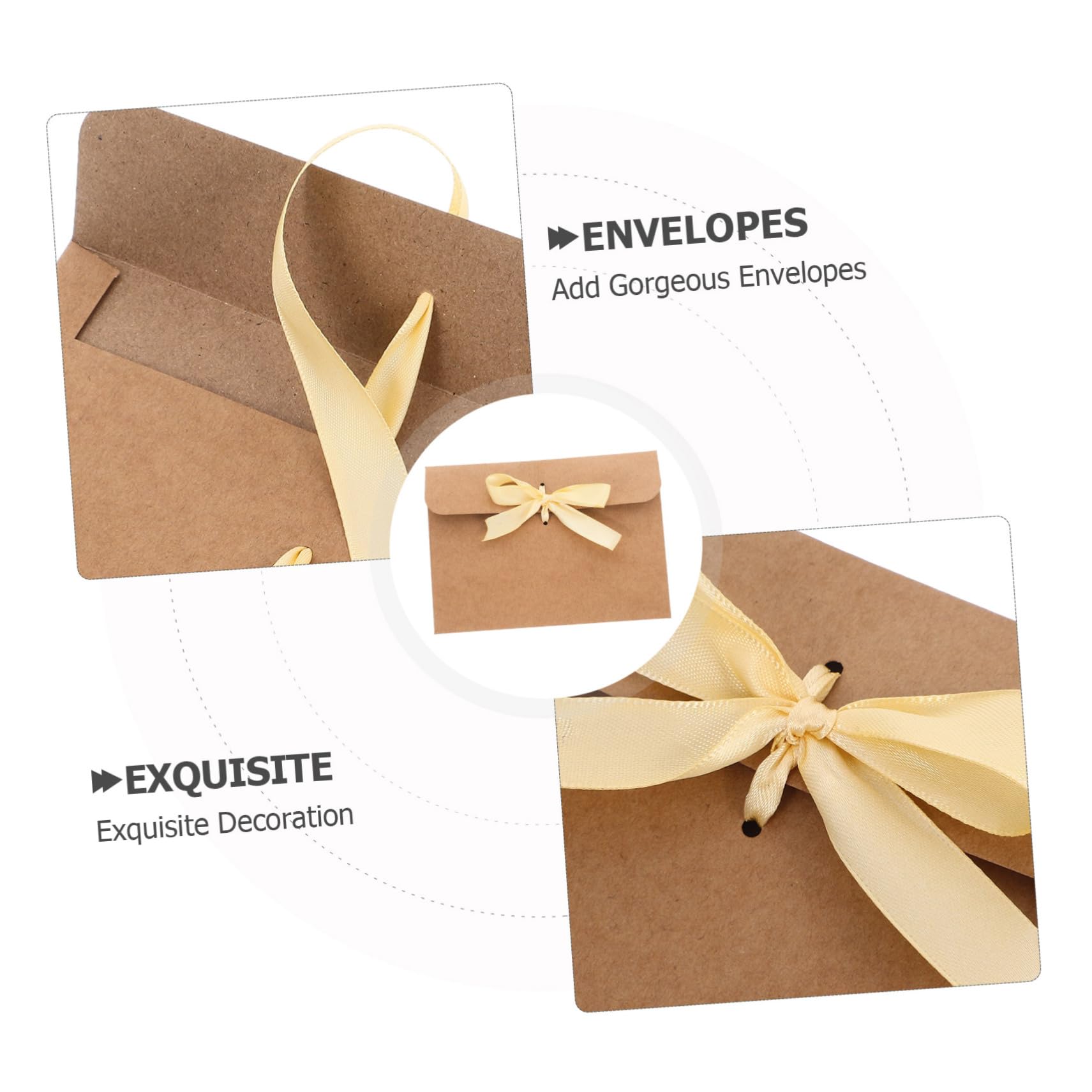 Doitool buste kraft con fiocco beige 50 pezzi 17x16,5 cm