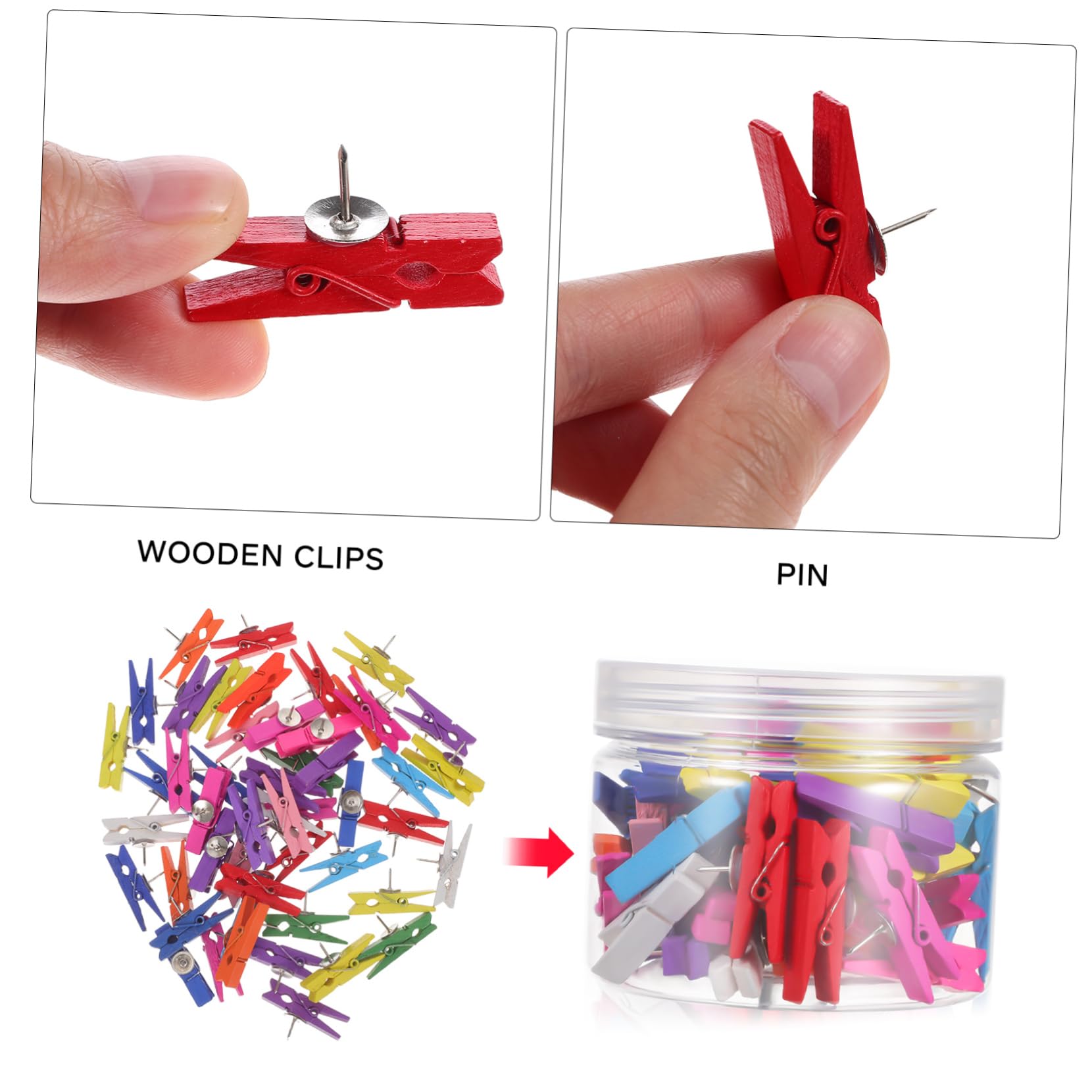Doitool Puntine Legno con Clip 50 pezzi 3,5 cm