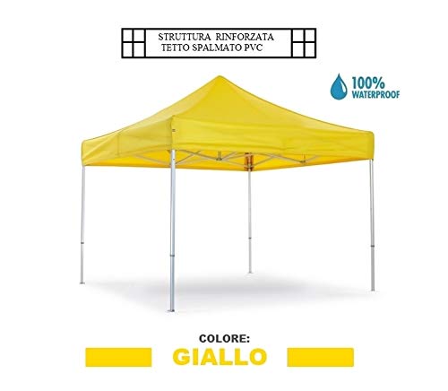 GrecoShop Gazebo Pieghevole 5559 3x3 m Giallo Ocra PVC