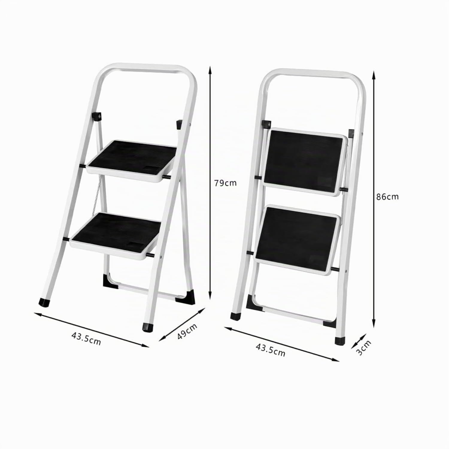 GrecoShop scaletta pieghevole 2 gradini antiscivolo 150 kg