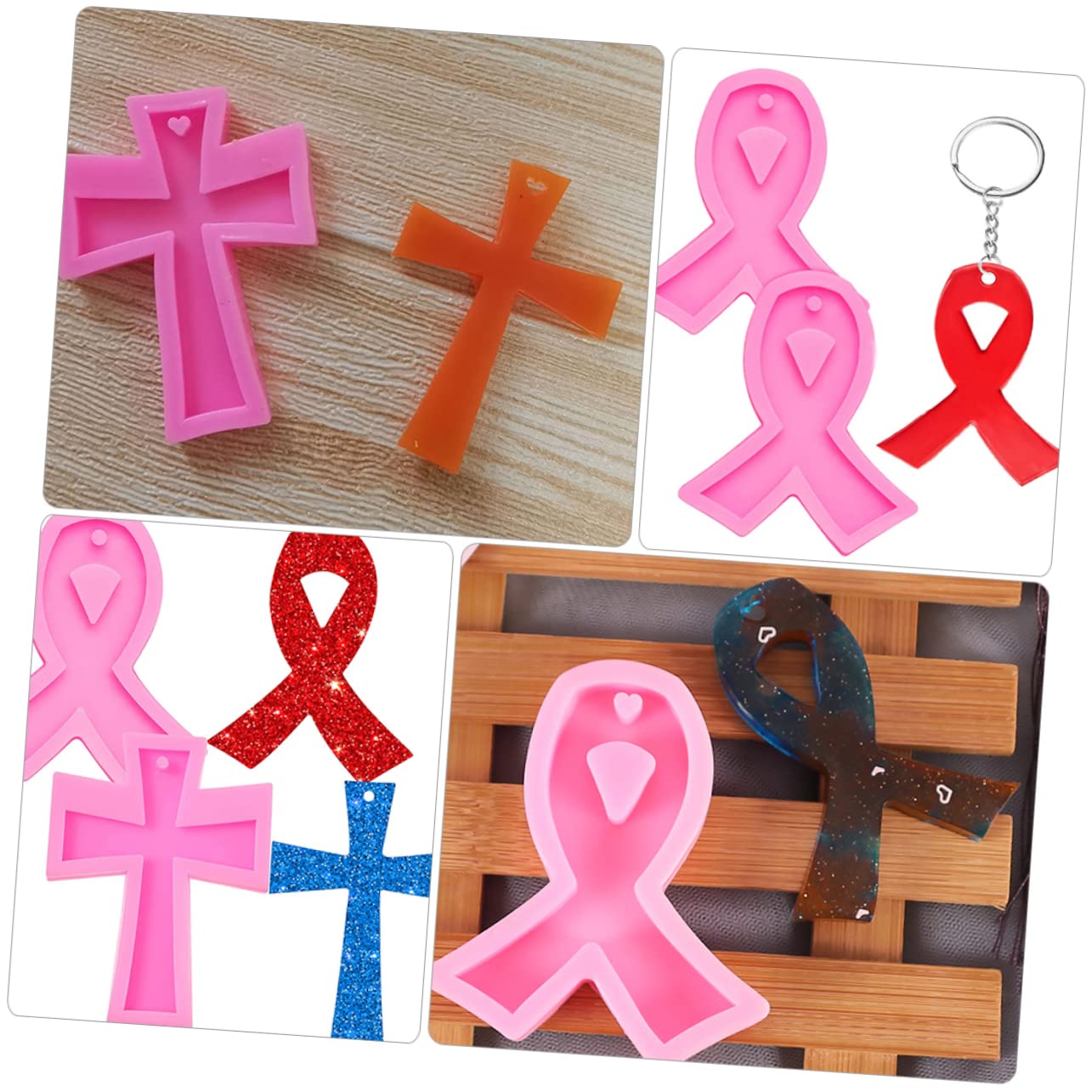 DOITOOL Stampo Silicone Croce Nastro Rosa 4 Pezzi