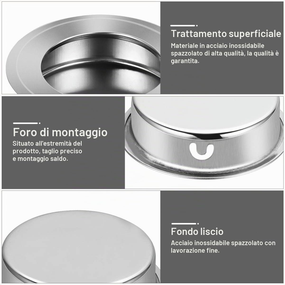 DOITOOL Maniglia a Incasso Rotonda 35mm in Acciaio Inox Porta Scorrevole
