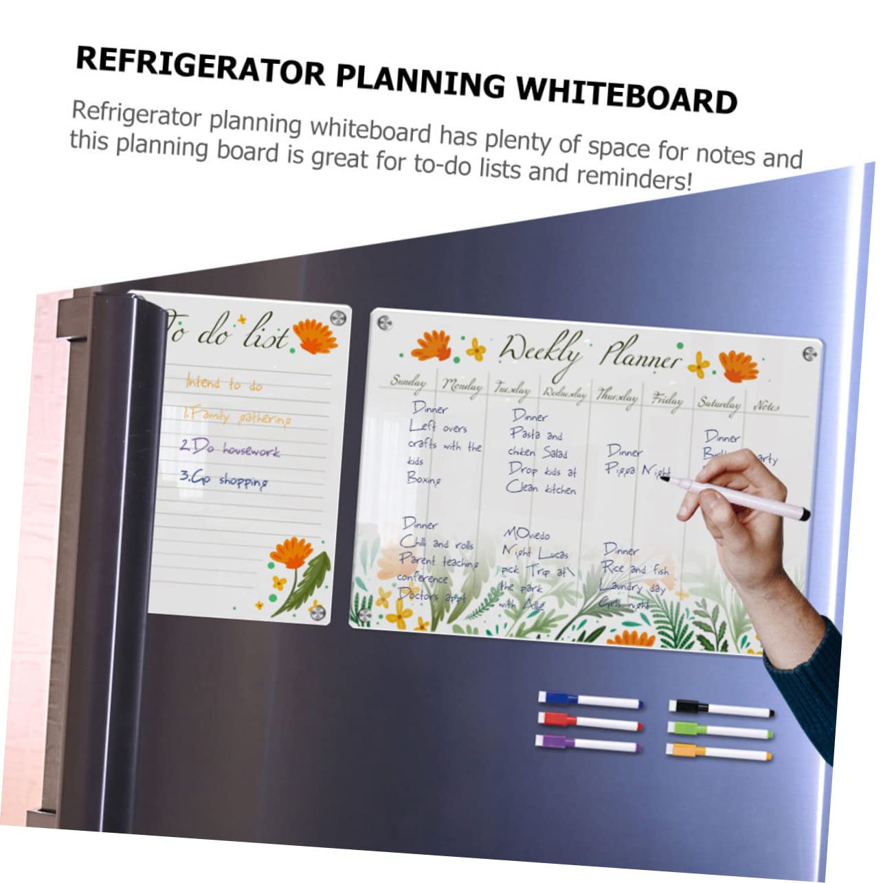 DOITOOL Lavagna Magnetica Frigo Cancellabile Set 2 Pezzi Riutilizzabile
