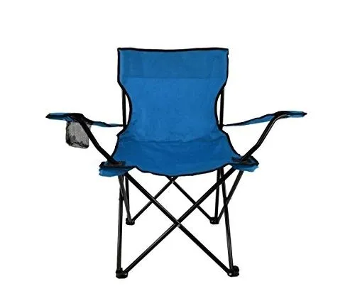 GrecoShop Sedia Pieghevole Campeggio Blu con Braccioli Borsa