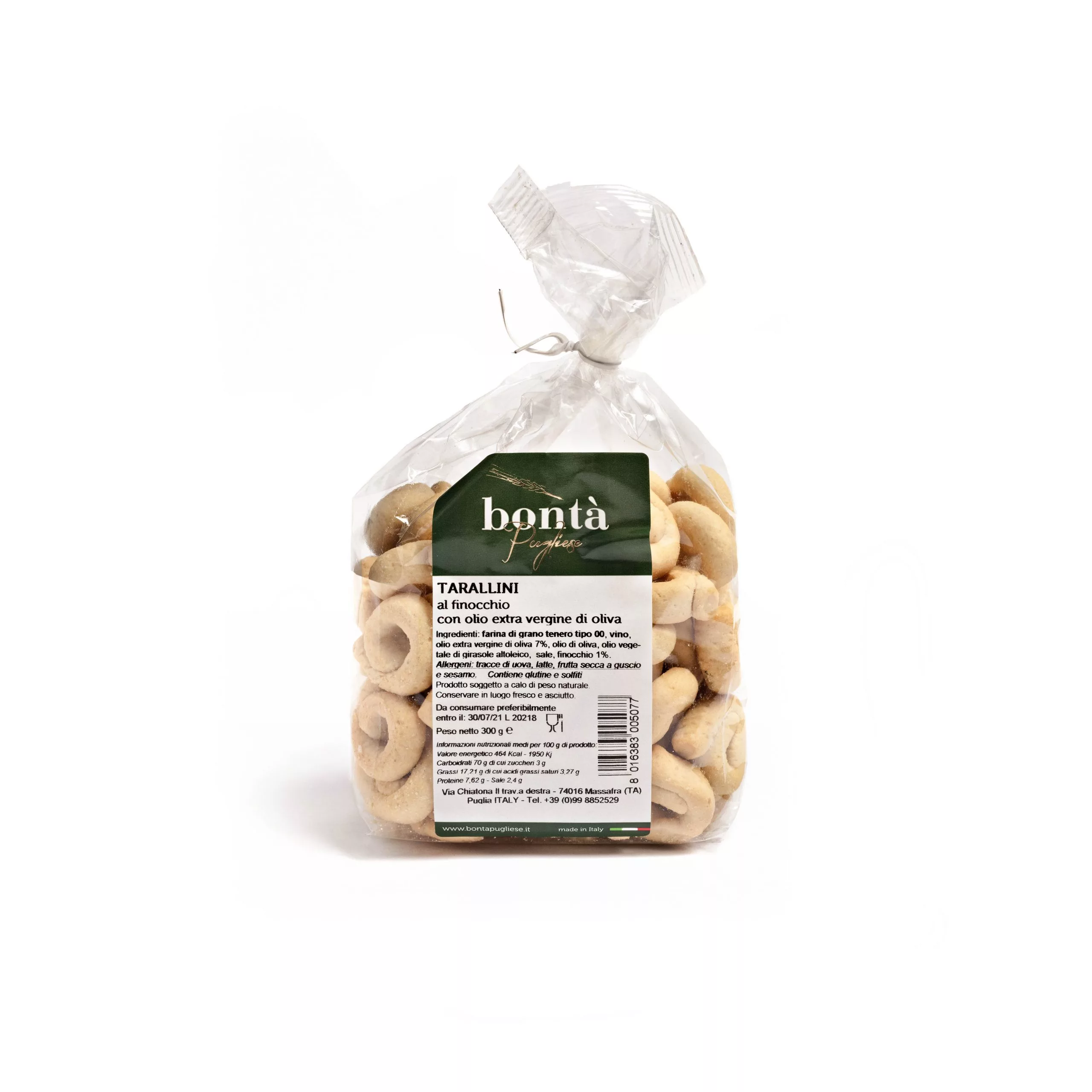 Bontà Pugliese tarallini al finocchio 300 gr artigianali