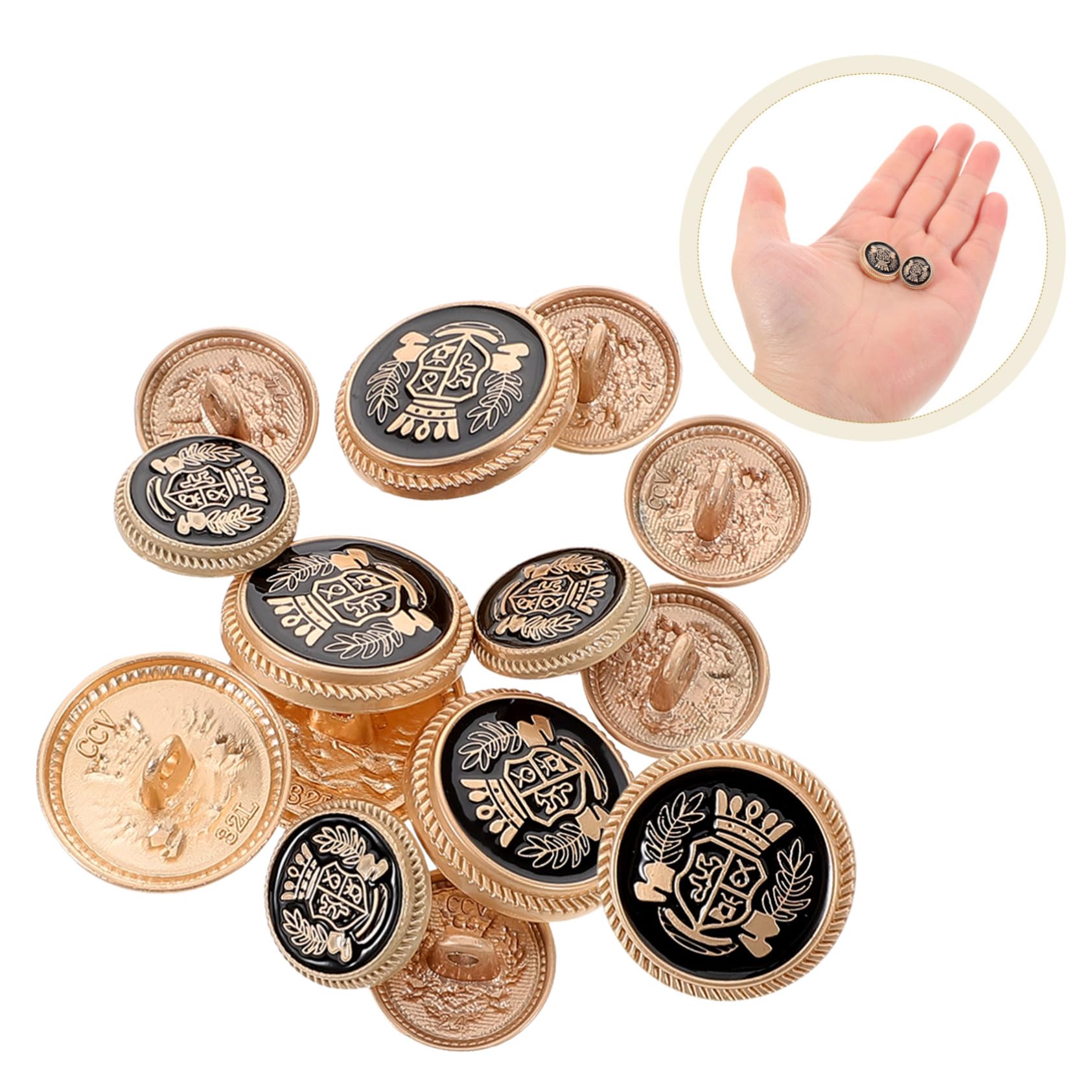 DOITOOL Bottoni Oro Corona Metallo da Cucire 14 Pezzi