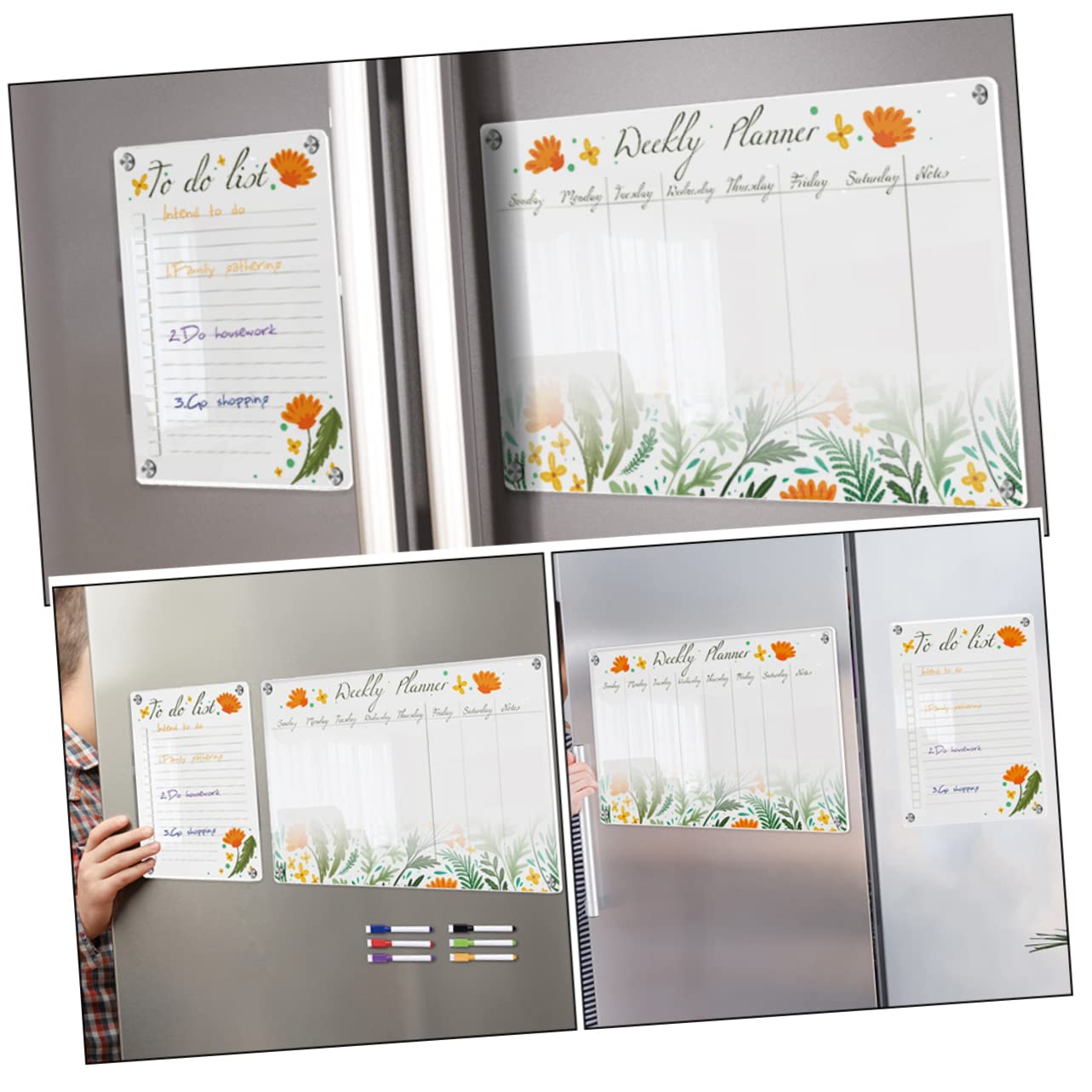 DOITOOL Lavagna Magnetica Frigo Cancellabile Set 2 Pezzi Riutilizzabile