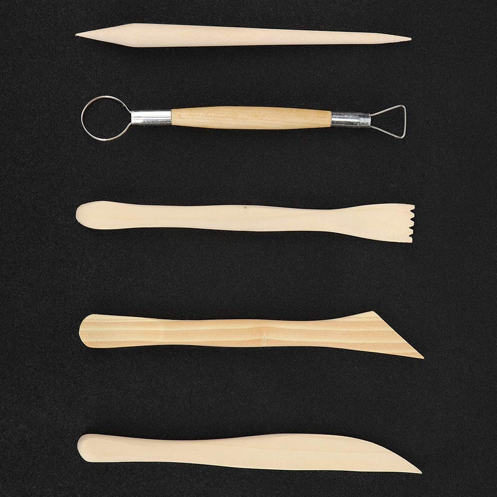 Saluaqui set scultura argilla e legno 5 pezzi 2 set