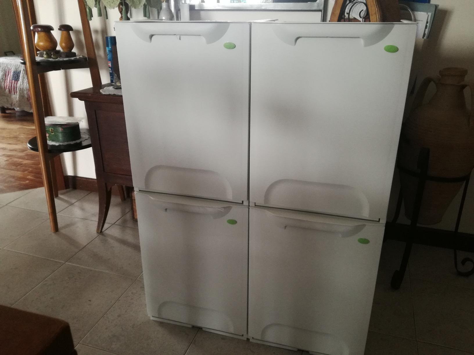 GrecoShop Binster pattumiera differenziata 4 moduli bianca