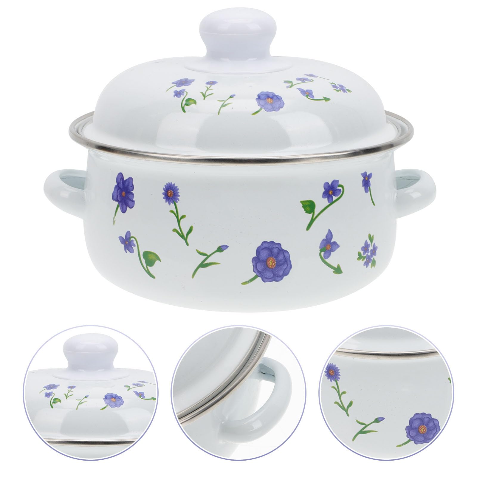 DOITOOL pentola smaltata con coperchio orchidea piccola