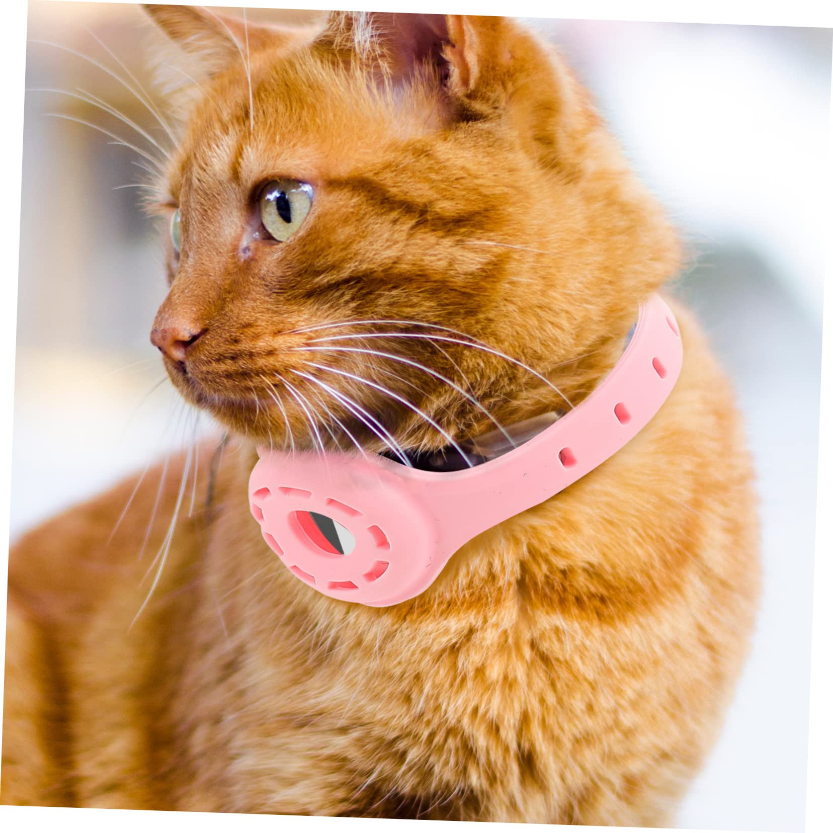 DOITOOL collare cane porta AirTag silicone rosa 1 pz regolabile