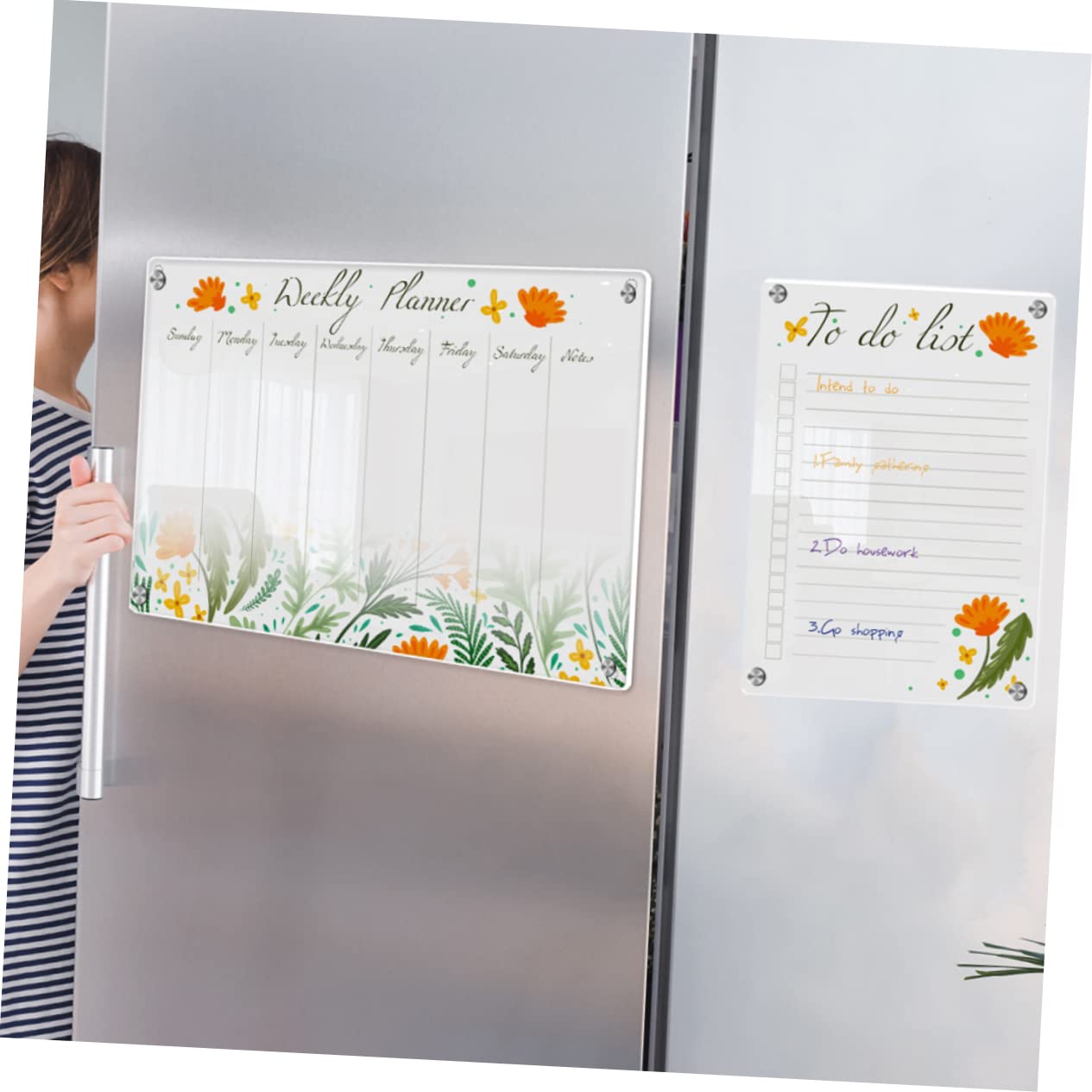 DOITOOL Lavagna Magnetica Frigo Cancellabile Set 2 Pezzi Riutilizzabile