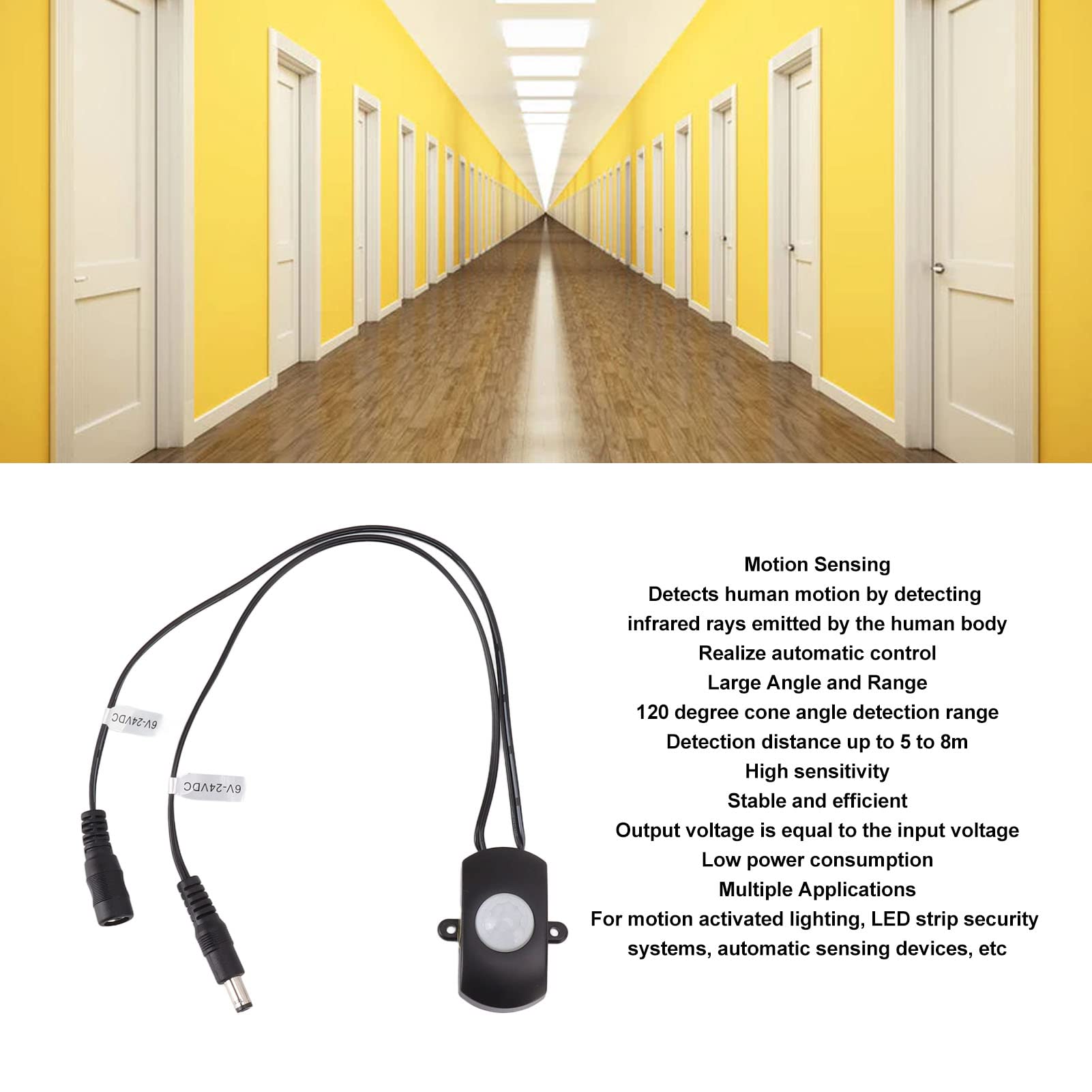 Saluaqui Rilevatore Movimento PIR 120° 6-24V 5-8 m