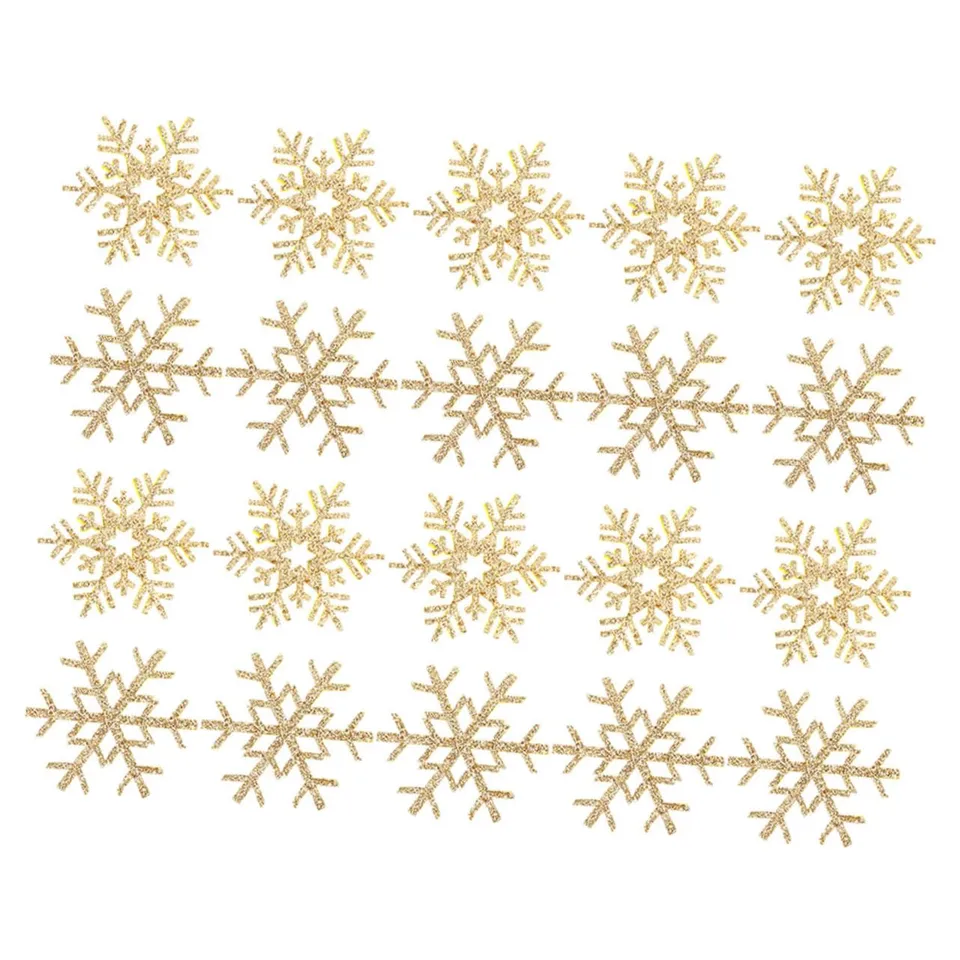 DOITOOL Toppe Fiocco Neve Oro Tessuto Ricamato 20 Pezzi