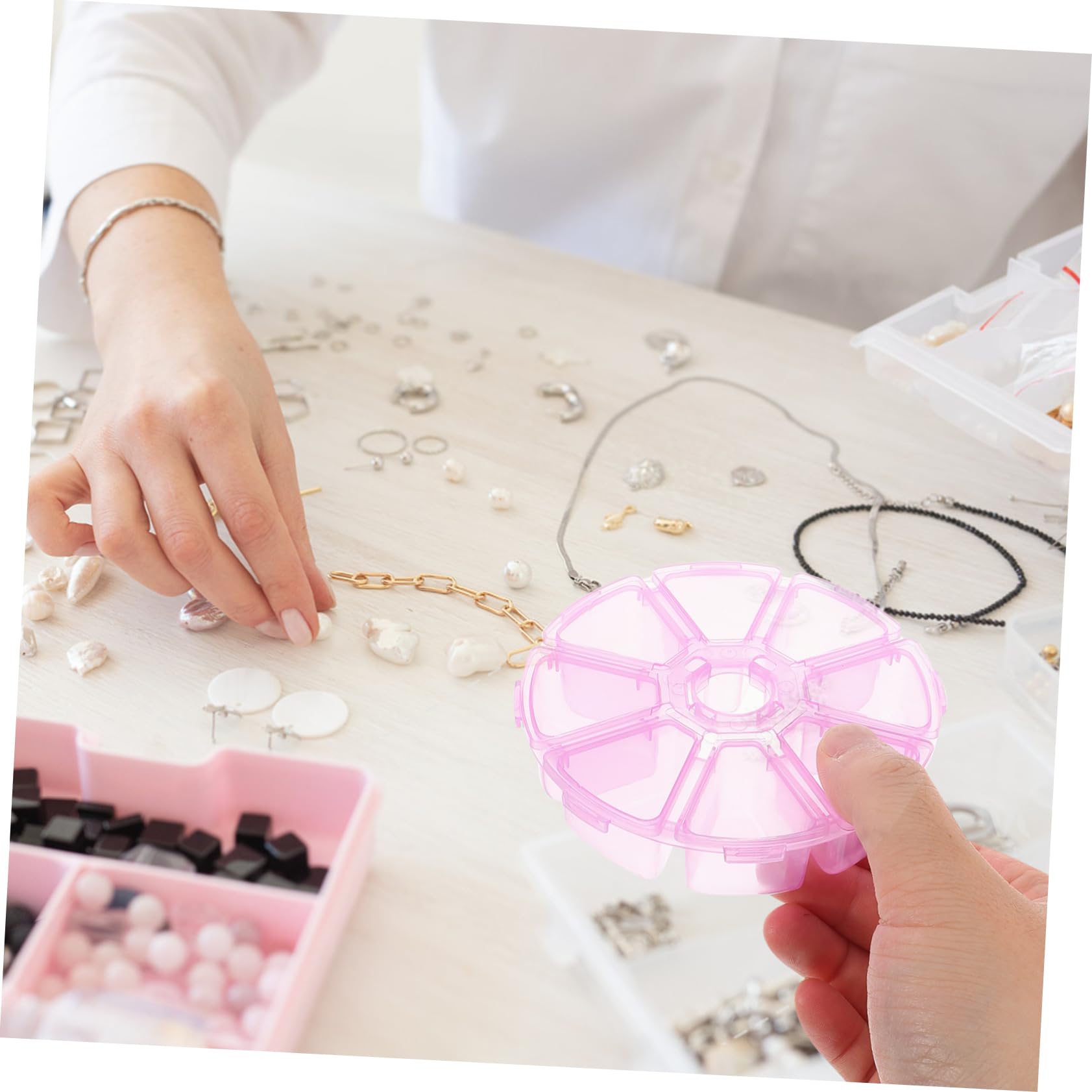 Doitool scatole portagioie rotonde rosa 10 pezzi 8 scomparti