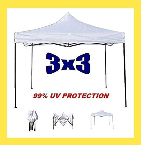 GrecoShop gazebo pieghevole 3x3 m bianco impermeabile fisarmonica