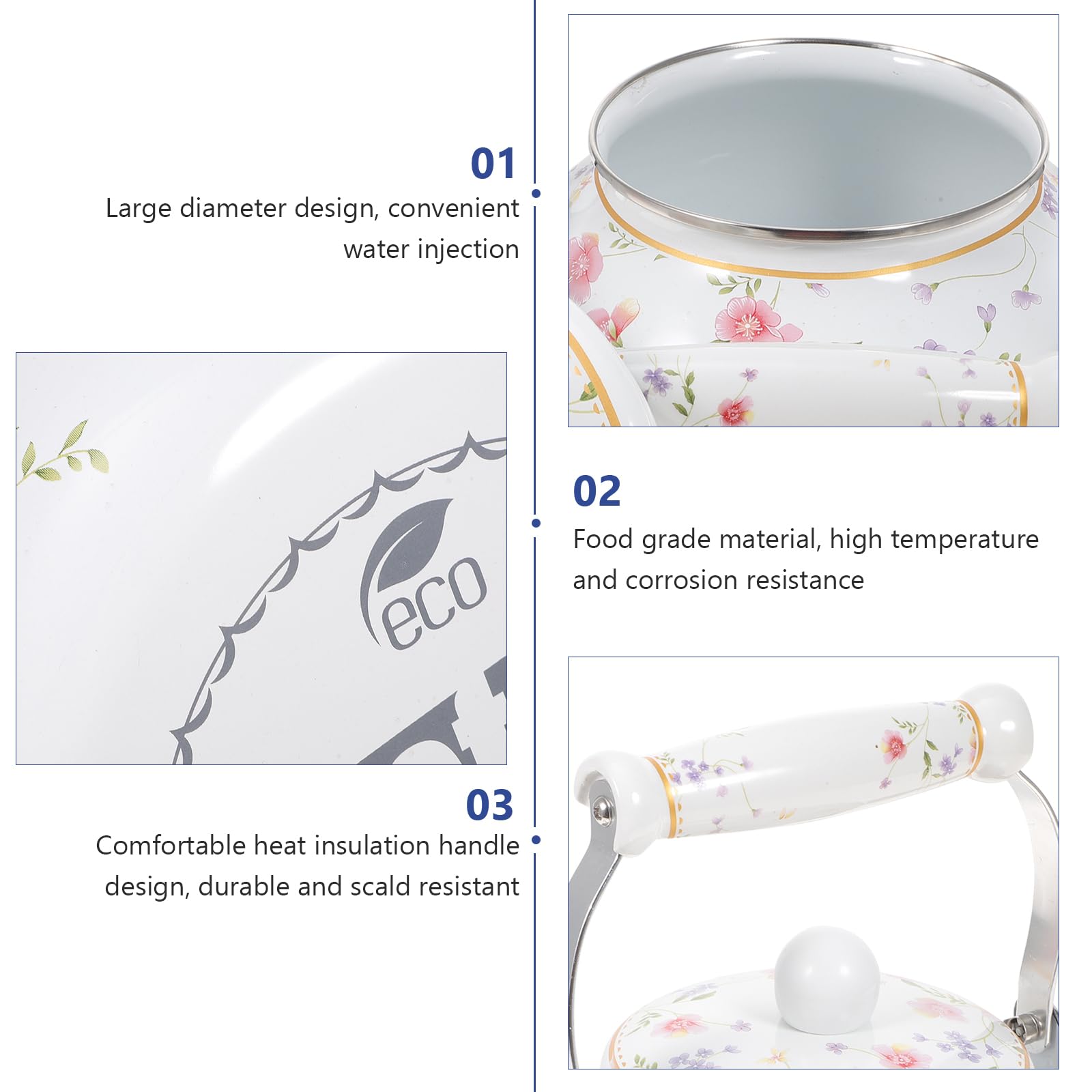 DOITOOL Bollitore Smaltato Vintage Floreale 2,5 L Induzione