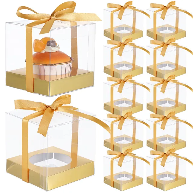 DOITOOL scatole cupcake singole trasparenti 12 pezzi oro
