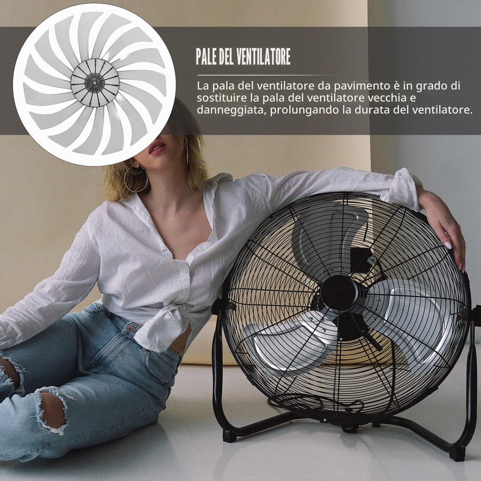 DOITOOL Elica Ricambio Ventilatore 14 Pollici 15 Pale Plastica