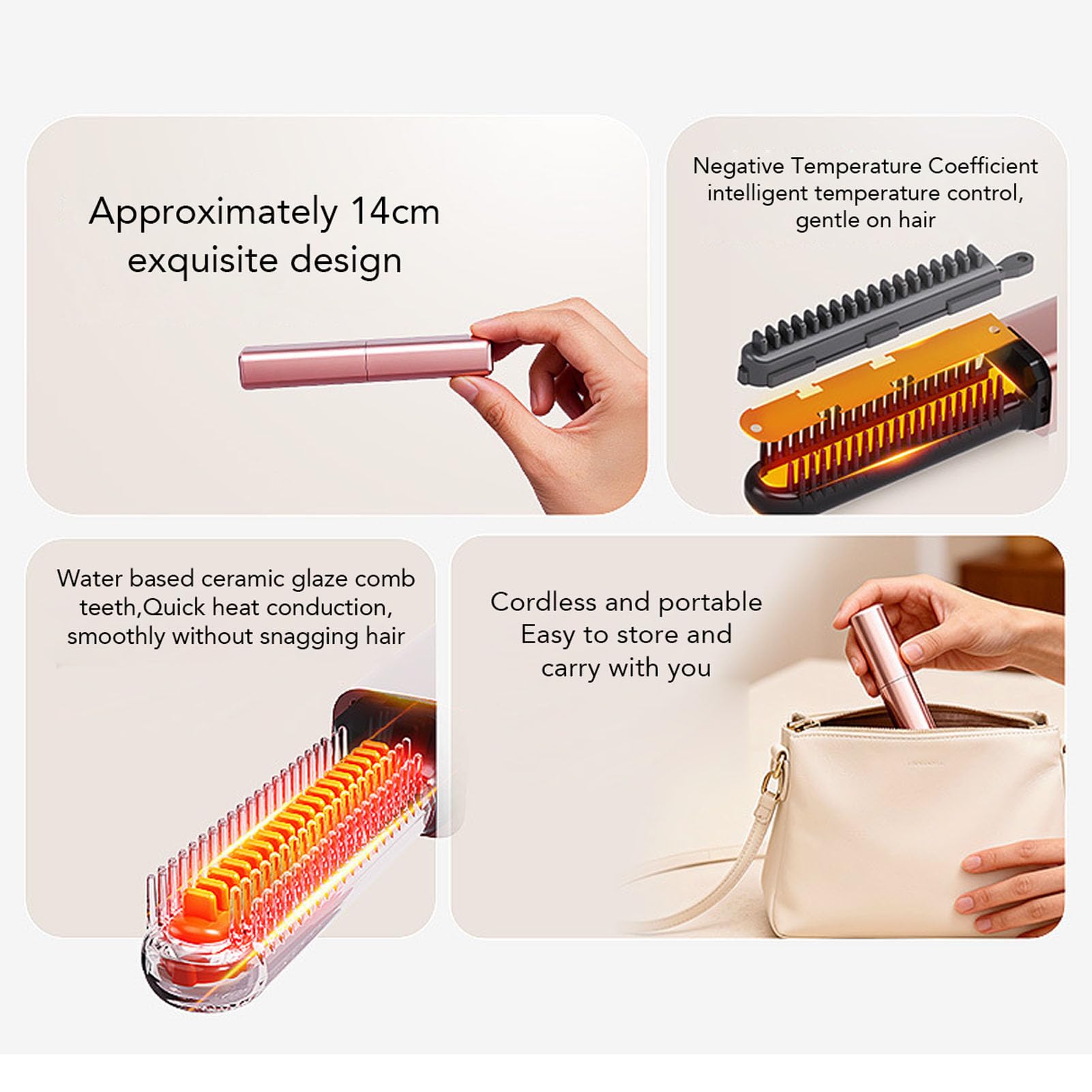 Saluaqui mini piastra capelli senza fili oro rosa 180°C