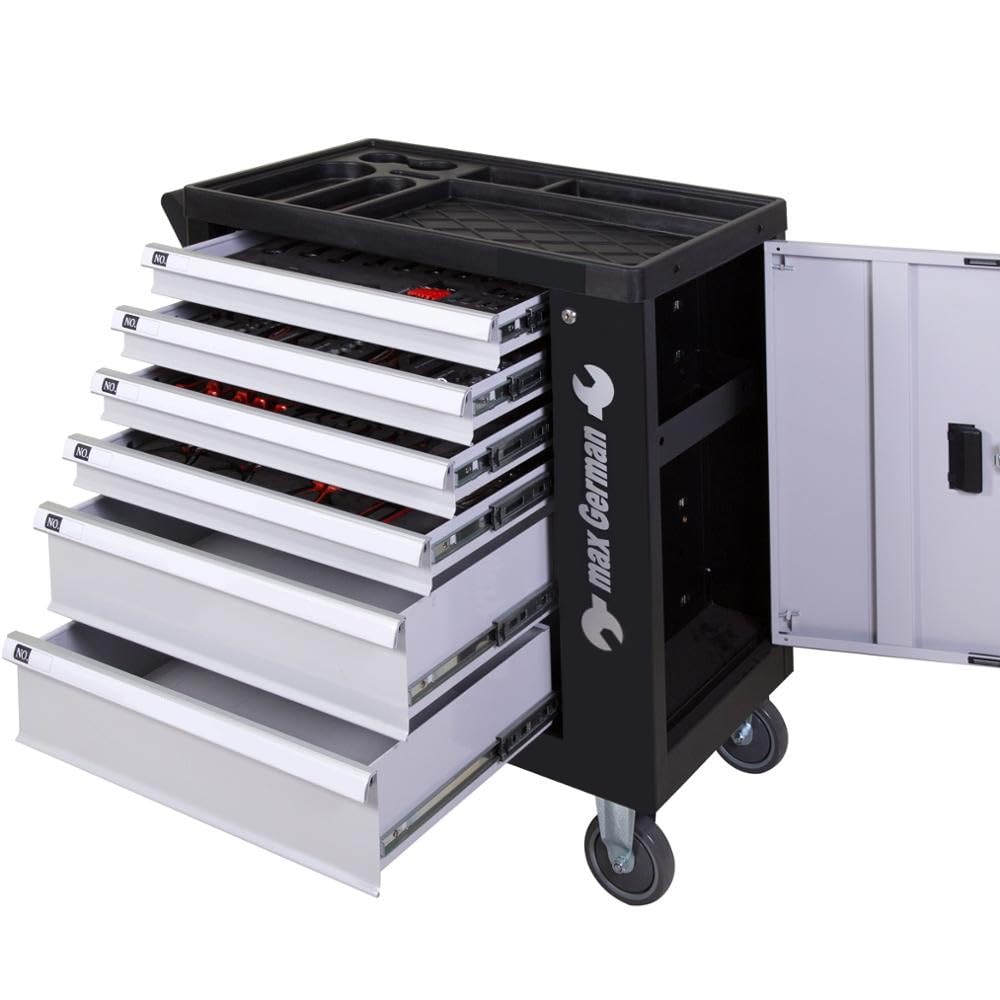 GrecoShop carrello attrezzi 428 utensili 6 cassetti con chiave