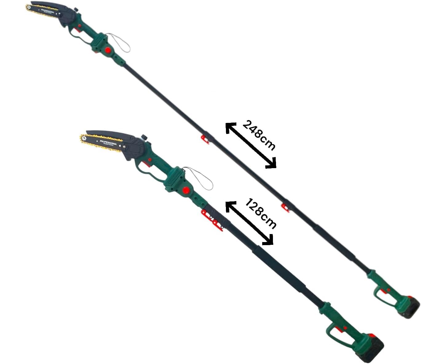 GrecoShop Kit Potatura 3 in 1 motosega forbice asta 48V 248cm
