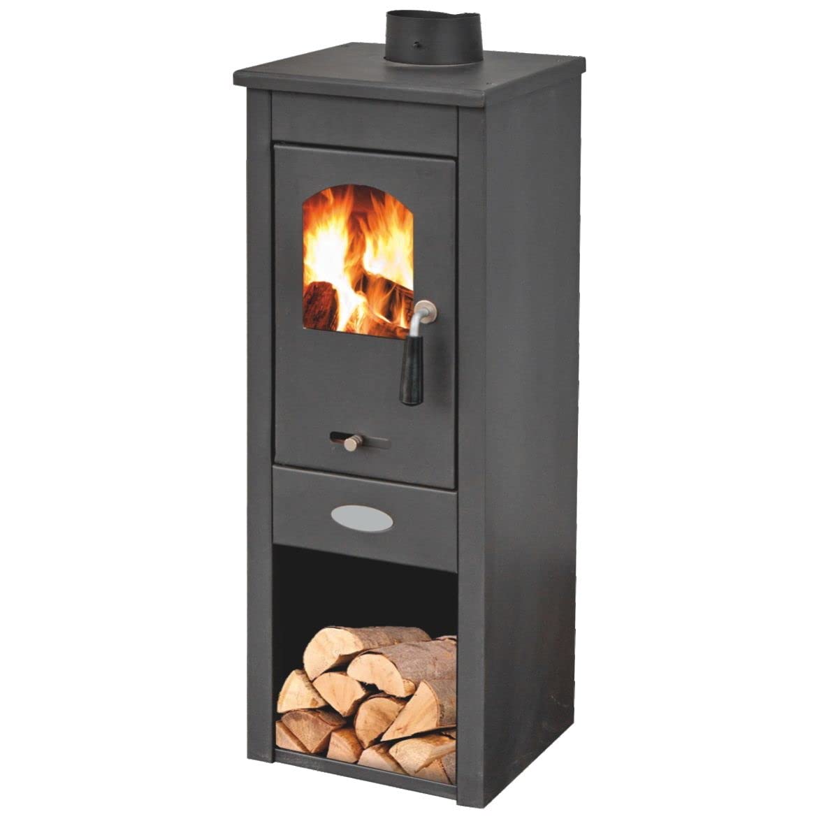 GrecoShop Long Hold Fire Black Lux stufa a legna 7 kW antracite