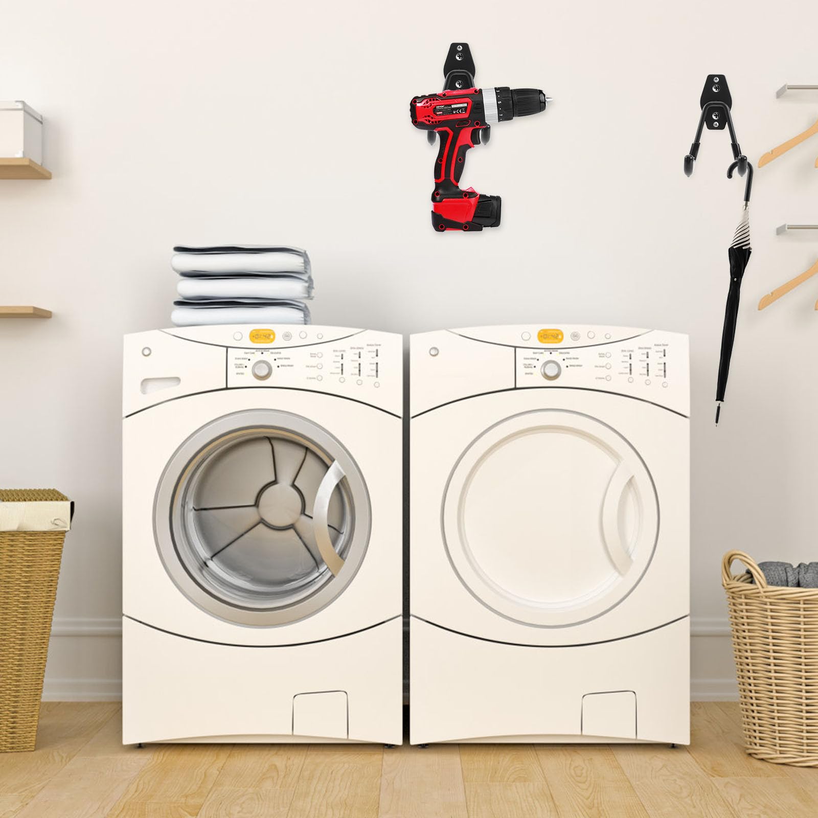 DOITOOL Ganci Parete Garage 11x7 cm 2 Pezzi Neri 30 kg