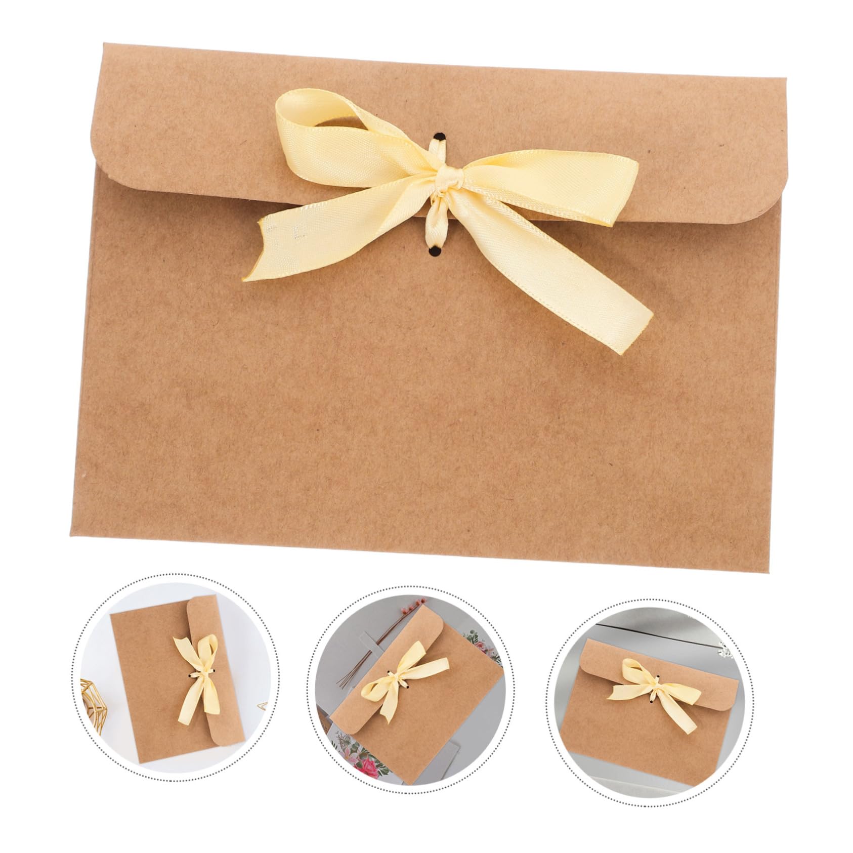 Doitool buste kraft con fiocco beige 50 pezzi 17x16,5 cm