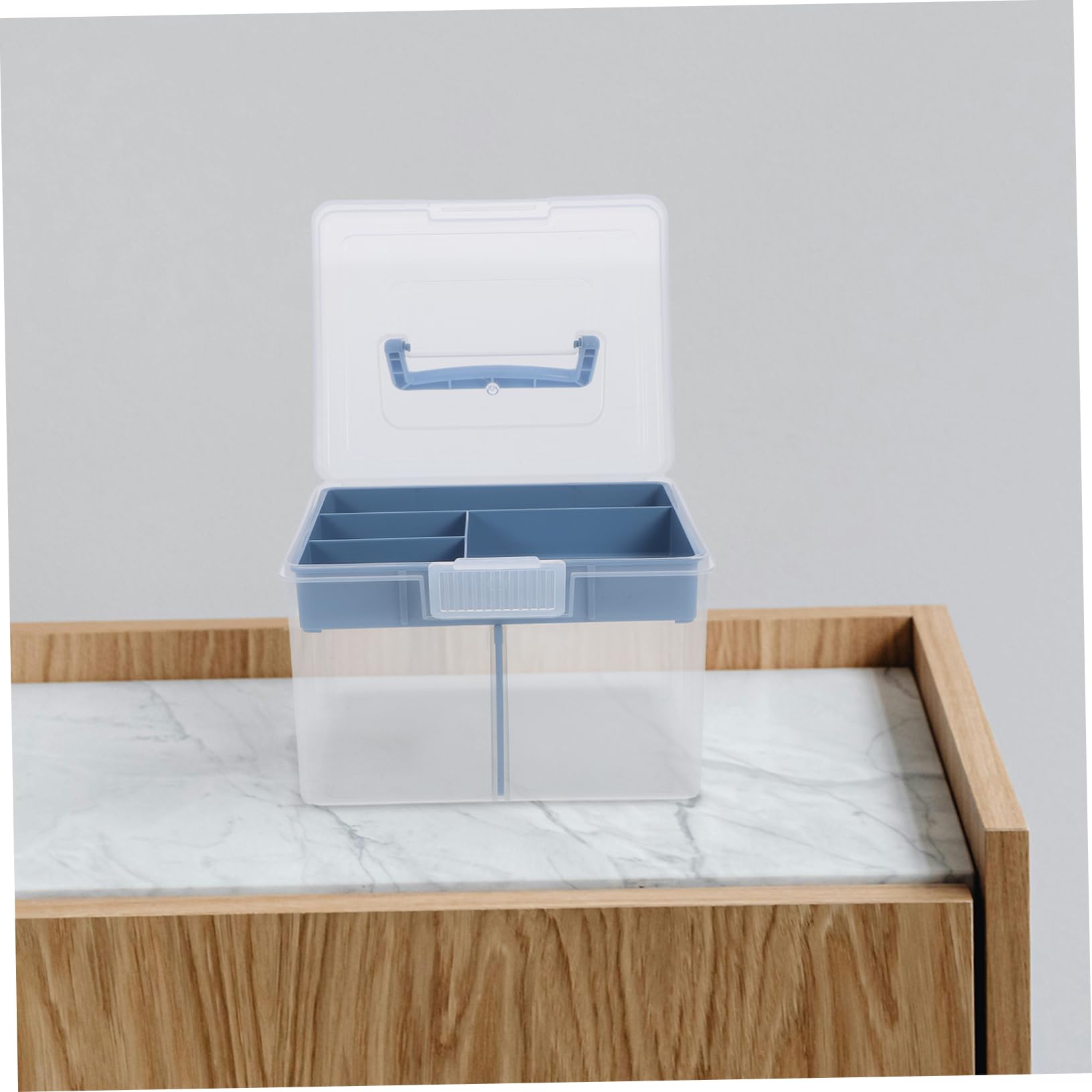 DOITOOL Scatola Portamonete Blu Plastica 2 Livelli 20 cm