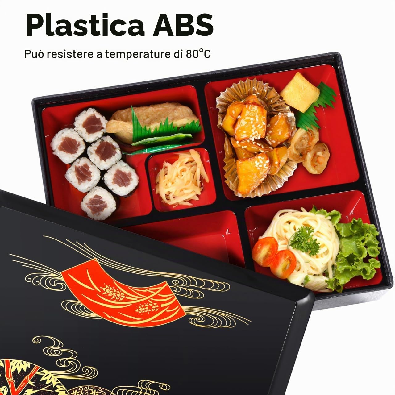 DOITOOL Bento Box Giapponese 5 Scomparti Laccato