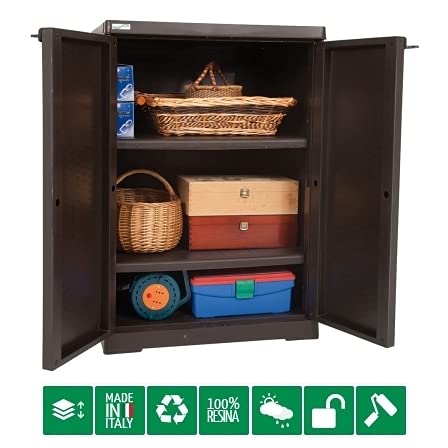 GrecoShop Polyrattan-line armadio basso resina wengè 65x45x93