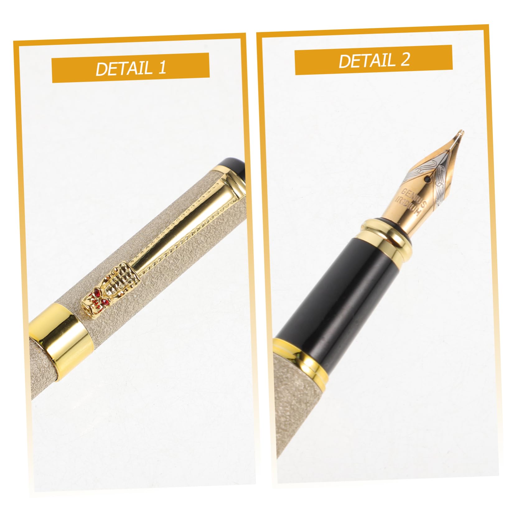 DOITOOL Penna Stilografica Ferro Beige Punta 0,7 mm con Coperchio