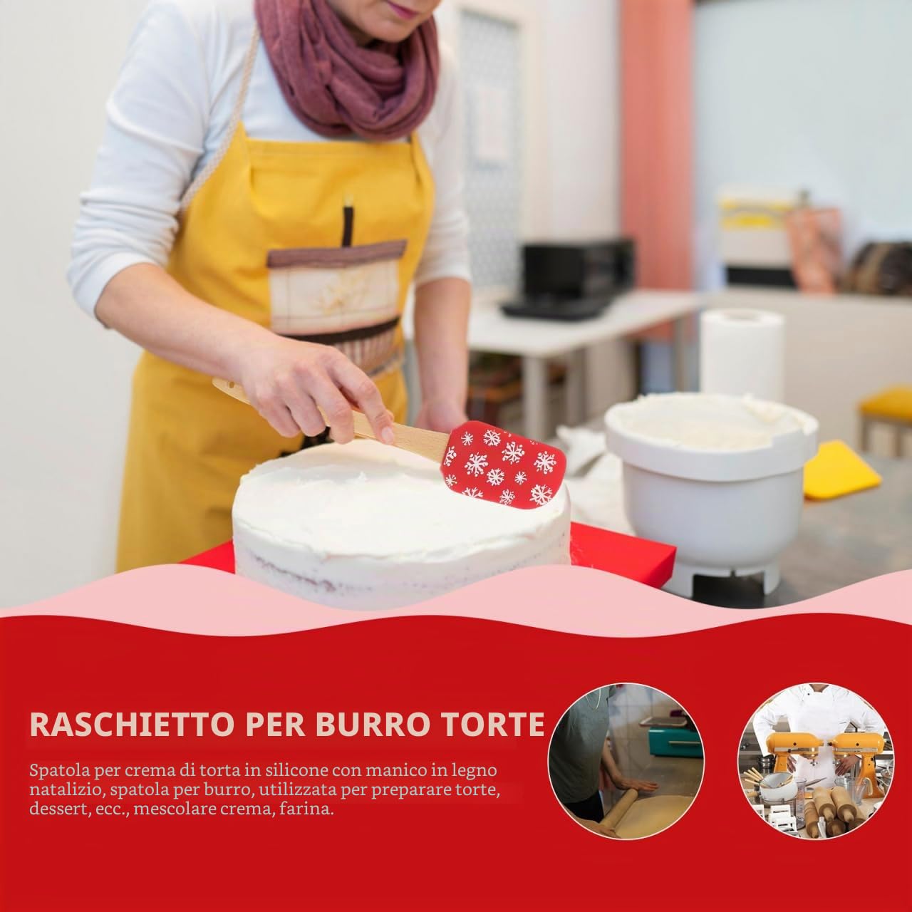 DOITOOL spatole silicone natalizie set 4 pezzi manico legno