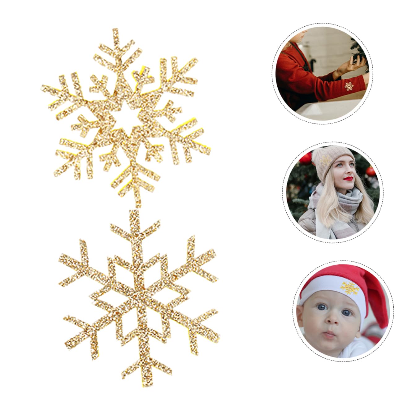 DOITOOL Toppe Fiocco Neve Oro Tessuto Ricamato 20 Pezzi