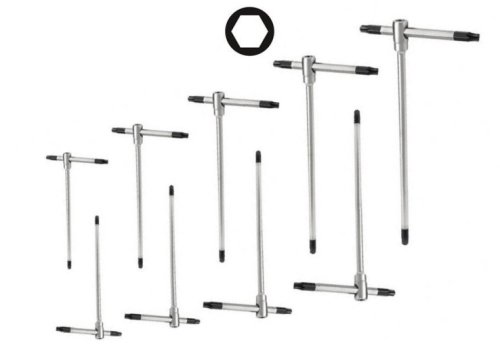 GrecoShop chiavi esagonali a T 9 pezzi 2,5-10 mm cromo vanadio