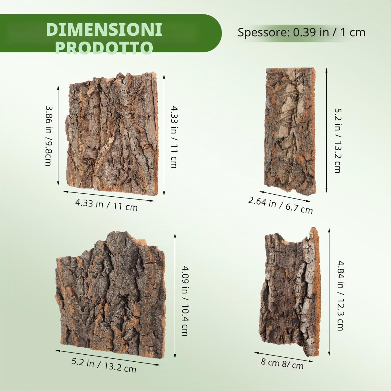 DOITOOL corteccia sughero terrario 4 pezzi marroni 13 cm